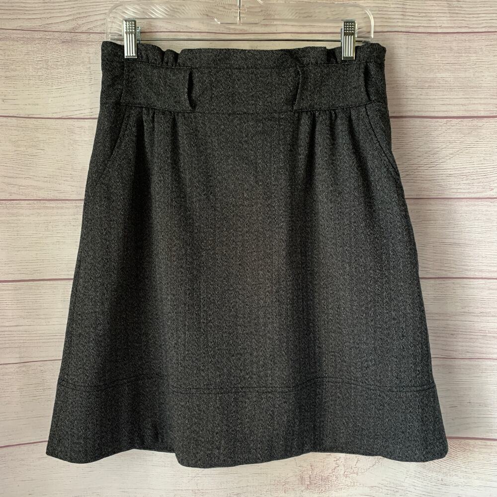 Worthington Stretch Charcoal Gray Paperbag Skirt A-line Pockets Size 6